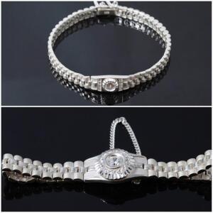 [차차실버] 큐빅 은팔찌 실버 체인 순은 고급은팔찌