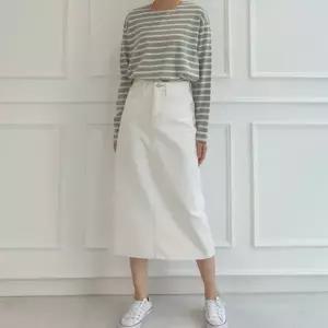 [하프클럽/]549 트임 롱 화이트 데님 스커트