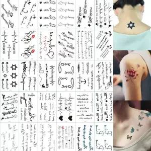 30장 세트 인기 타투스티커 수채화 판박이 헤나 꽃 문신 별 레터링 해골 9종모음 미니