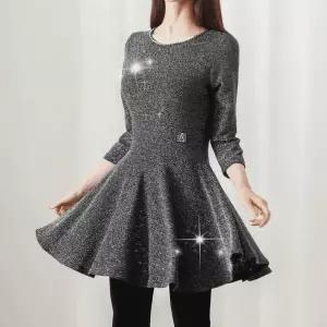 [까르죠아]반짝이 플레어 미니 원피스 빅사이즈 댄스복 롱 블라우스 티셔츠