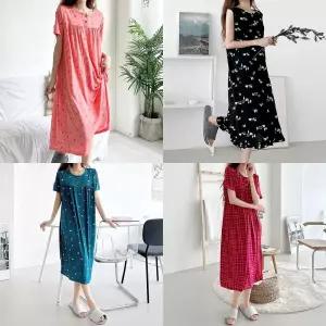 여성 7부 캐릭터 원피스/ 반팔, 민소매 냉장(쿨) 빅사이즈 잠옷