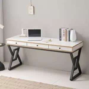 SD161 화이트 1600 수납형 철제서랍책상 일자형테이블 서재책상 노트북책상 PC책상 원룸책상