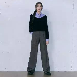 [롯데백화점]라인에디션 [이성경 착용] 체크 핀턱 슬랙스 (NWSLOK05)