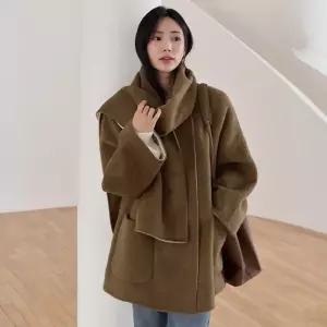 [제작] [머플러세트] 겨울감성 하프 울 핸드메이드 코트 84550 빅사이즈 여성의류