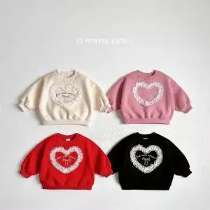 [연투] 비비드아이 25겨울 레이스하트기모맨투맨 아기 유아 아동 키즈 주니어 아동복