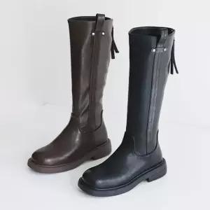 [아리앤] 라운드 플랫 롱부츠 3.5cm