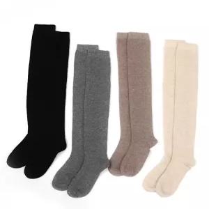 여성 캐시미어 롱 니삭스 무릎 긴 양말 부츠 겨울 레그워머 두꺼운