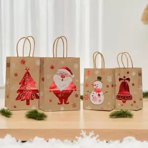 산타 크리스마스 눈꽃 크라프트 종이 가방 포장 쇼핑백 기프트백 겨울 봉투