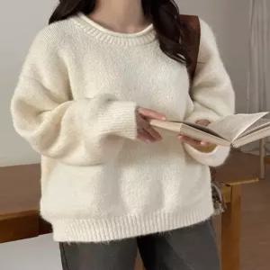 마이딘 헤어리 루즈핏 라운드 니트 84984 빅사이즈 여성의류