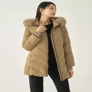 [지센] 폭스후드 니트배색 덕다운 점퍼 LSDWNA71_BE