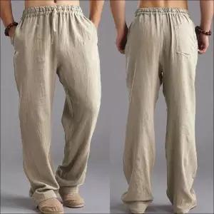 남자 린넨 와이드 팬츠 허리밴딩 데일리 면마 여름바지