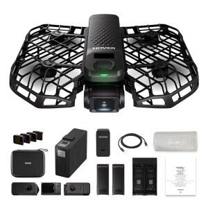 카메라가 장착된 HOVERAIR X1 PRO 4K 드론, 42km/H 추종 속도의 접이식 액션 플라잉 카메라, 10+ 완전 자동 비행 모드, 옴니테레인, 스무스캡처 2.0(스키 콤보)으로 어디서나 비행할 수 있습니다