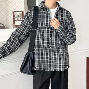 [라일리의류] Rly 오버핏 체크 셔츠 빅사이즈 남방 봄가을 셔츠 남