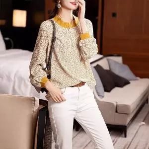 [하프클럽/]플라워 릴랙스핏 톱셔츠 로맨틱 세련된시그니처 걸스 드레스셔