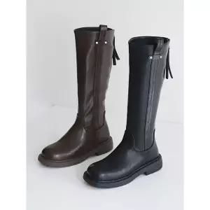 [하프클럽/]라운드 플랫 롱부츠 3.5cm_25F177