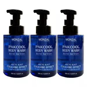 몽잘 맨즈 팍쿨 시원한 쿨링 바디워시 500ml 3개 / 써클