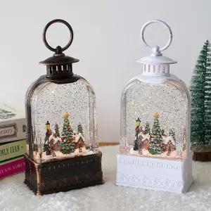 [에스에스리빙]투명 아치 마을 크리스마스 오르골 워터볼 LED 스노우볼 무드등 조명