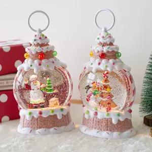 [에스에스리빙]쿠키 타원 크리스마스 오르골 워터볼 LED 스노우볼 무드등 조명