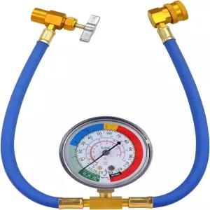 TNAIYH R134A 자동차 AC 냉매 충전 호스 키트 게이지 포함 에어컨 및 1/2 디스펜싱 밸브 차량 측정