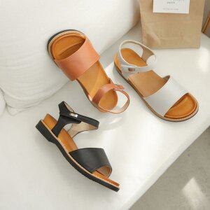 [비비오]발편한 여성 빅사이즈 통굽샌들 키높이 벨크로샌들