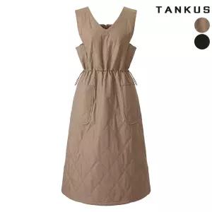 여성 슬리브리스 셔링 퀼팅 원피스