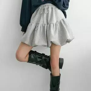 [하프클럽/옷자락]여자 러블리 캉캉 호박 벌룬치마 리본 밴딩 미니스커트
