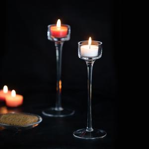 스파스캔들 클리어라이트 향초 24개 롱스템 글라스 티라이트 홀더 2개 세트 + 미니 캔들라이터