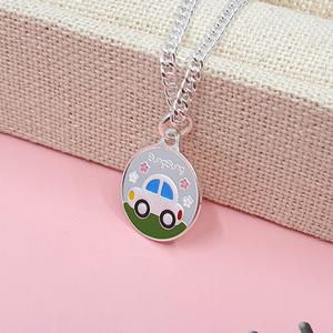 [쿨젬]925정품 원형컬러자동차 실버 미아방지 목걸이