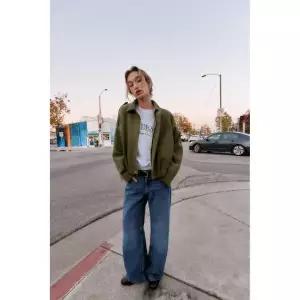 [정품] 자라 자켓 코트 데일리 아웃터 ZARA 스웨이드 스타일 봄버 재킷 - 카키-지중해