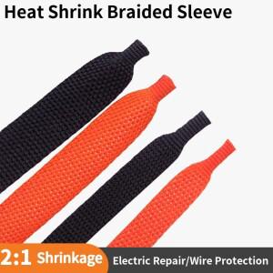 210M 열 수축 브레이드 슬리브 6mm - 100mm 자동차 와이어 랩 외장 절연 튜브 라인 보호 검정색 PET 케이블