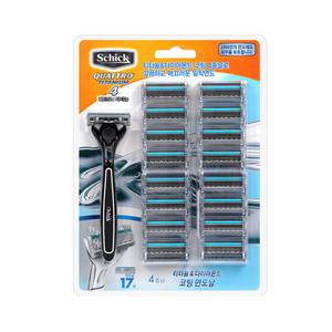 쉬크 쿼트로4 티타늄 날 17입+면도기