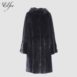 [진도]풀스킨 휘메일 밍크 후드 롱 코트 (EC14)(블랙)