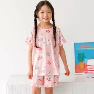 여름잠옷 여아 키즈 주니어 내의 해피바니 쿨냉감 반팔 세트