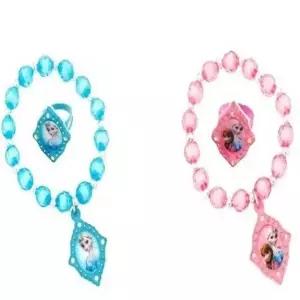 (색상 랜덤)엘사 인기 캐릭터 겨울왕국 팔찌+반지세트 보석큐빅 겨울왕국 아동악세사리