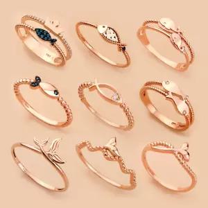 14k 럭키 웨일 트윈 고래꼬리 반지 수능 행운 금 애끼 새끼손가락 자녀 우정링