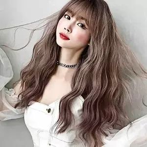 애쉬 핑크 물결 펌 가발 염색가발 통가발 여성가발-WFG5BDU