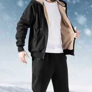 겨울 양털 트레이닝 셋업 집업티 팬츠 기모 안감 남녀공용 블랙 혹한기용 남성잠바 상하세트