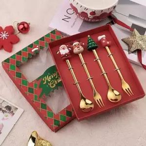 [크리스마스] 만화 인형 스푼포크 4p세트(선물케이스) X 5