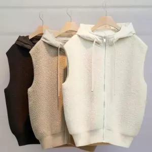 아트박스/신상오픈런 여성용 후드 스트링 뽀글이 퍼 집업 베스트