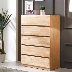 [팀버애니스]속깊은 러버 원목 800 5단 광폭서랍장(원색)