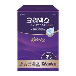 크리넥스 보습에센스 로션 천연펄프 미용티슈 3겹, 150매, 6입, 1개