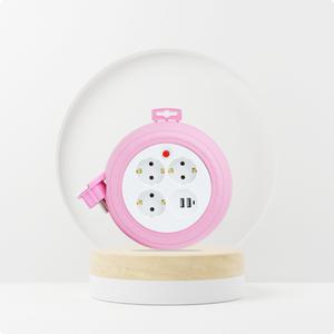 러그박스 3M 멀티 전기 캠핑 릴선 (핑크) USB 1.0SQ 멀티탭