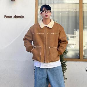 남자스웨이드무스탕 남자무스탕자켓 따뜻한 양털 크롭 겨울 아우터