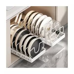 슬라이딩 후라이팬 정리대 프라이팬 선반 정리함 냄비 접시 뚜껑 덮개 보관함