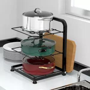 스틸 주방 후라이팬 프라이팬 수납 정리대 선반 - 3단/다용도/거치대/정리/보관/싱크대/가정/용/업소