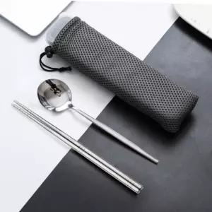 퓨어키친 휴대용 수저 2세트/스텐/젓가락/숟가락/수저통/케이스/직장인/캠핑용/등산/야외/도시락용/수저집