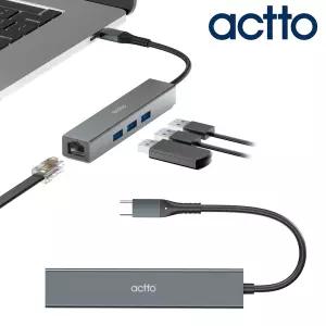 C타입 3포트 노트북 USB허브 확장 분배기 기가 인터넷 랜포트 랜카드 이더넷 어댑터 HUBL-05