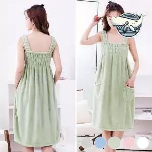 여름 홈웨어 편안한 스커트형 수건가운 기능성 밴딩 샤워가운 원피스 골프가운 ELS