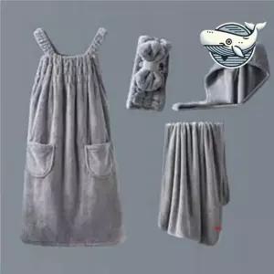 부드러운 극세사 타올 겸용 샤워가운 터번 세트 실내가운 호텔가운 수면가운 사우나가운