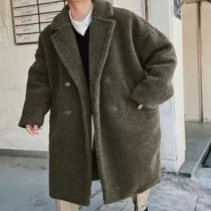 양털 뽀글이 후리스 오버핏 롱 코트 남자